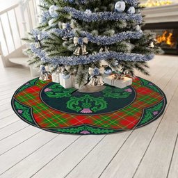 ScotsTee Shop Scottish Burnett Ancient Clan Scottish Thistle Flower Round Leaf Tartan Christmas Tree Skirt