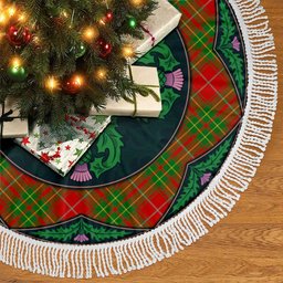 ScotsTee Shop Scottish Burnett Ancient Clan Scottish Thistle Flower Round Leaf Tartan Christmas Tree Skirt