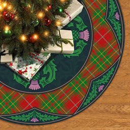 ScotsTee Shop Scottish Burnett Ancient Clan Scottish Thistle Flower Round Leaf Tartan Christmas Tree Skirt