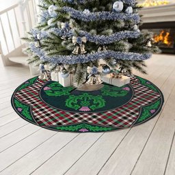 ScotsTee Shop Scottish Borthwick Dress Ancient Clan Scottish Thistle Flower Round Leaf Tartan Christmas Tree Skirt