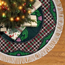 ScotsTee Shop Scottish Borthwick Dress Ancient Clan Scottish Thistle Flower Round Leaf Tartan Christmas Tree Skirt