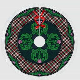 ScotsTee Shop Scottish Borthwick Dress Ancient Clan Scottish Thistle Flower Round Leaf Tartan Christmas Tree Skirt
