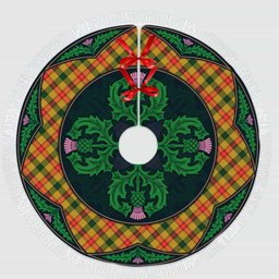 ScotsTee Shop Scottish Baxter Clan Scottish Thistle Flower Round Leaf Tartan Christmas Tree Skirt