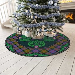 ScotsTee Shop Scottish Carnegie Ancient Clan Scottish Thistle Flower Round Leaf Tartan Christmas Tree Skirt