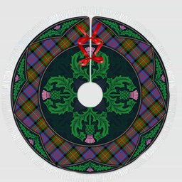 ScotsTee Shop Scottish Carnegie Ancient Clan Scottish Thistle Flower Round Leaf Tartan Christmas Tree Skirt