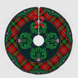 ScotsTee Shop Scottish Boyd Modern Clan Scottish Thistle Flower Round Leaf Tartan Christmas Tree Skirt