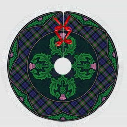 ScotsTee Shop Scottish Baird Modern Clan Scottish Thistle Flower Round Leaf Tartan Christmas Tree Skirt