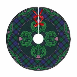 ScotsTee Shop Scottish Blackwatch Modern Clan Scottish Thistle Flower Round Leaf Tartan Christmas Tree Skirt