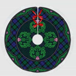 ScotsTee Shop Scottish Blackwatch Modern Clan Scottish Thistle Flower Round Leaf Tartan Christmas Tree Skirt