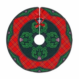 ScotsTee Shop Scottish Burnett Modern Clan Scottish Thistle Flower Round Leaf Tartan Christmas Tree Skirt