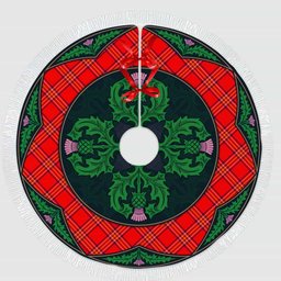 ScotsTee Shop Scottish Burnett Modern Clan Scottish Thistle Flower Round Leaf Tartan Christmas Tree Skirt