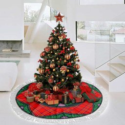 ScotsTee Shop Scottish Burnett Modern Clan Scottish Thistle Flower Round Leaf Tartan Christmas Tree Skirt