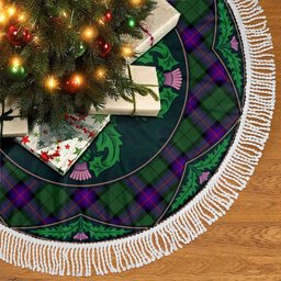 ScotsTee Shop Scottish Armstrong Modern Clan Scottish Thistle Flower Round Leaf Tartan Christmas Tree Skirt
