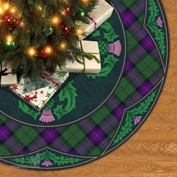 ScotsTee Shop Scottish Armstrong Modern Clan Scottish Thistle Flower Round Leaf Tartan Christmas Tree Skirt