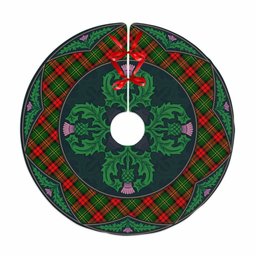 ScotsTee Shop Scottish Blackstock Clan Scottish Thistle Flower Round Leaf Tartan Christmas Tree Skirt