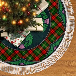 ScotsTee Shop Scottish Blackstock Clan Scottish Thistle Flower Round Leaf Tartan Christmas Tree Skirt