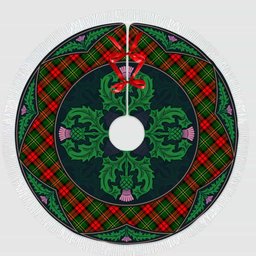 ScotsTee Shop Scottish Blackstock Clan Scottish Thistle Flower Round Leaf Tartan Christmas Tree Skirt