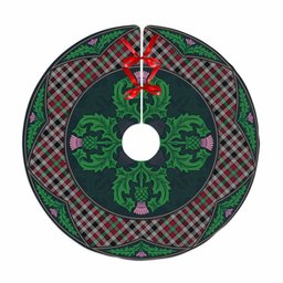 ScotsTee Shop Scottish Borthwick Ancient Clan Scottish Thistle Flower Round Leaf Tartan Christmas Tree Skirt