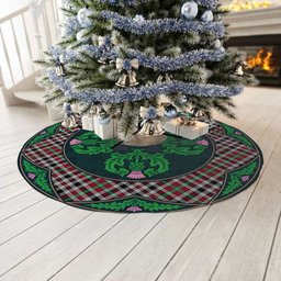 ScotsTee Shop Scottish Borthwick Ancient Clan Scottish Thistle Flower Round Leaf Tartan Christmas Tree Skirt