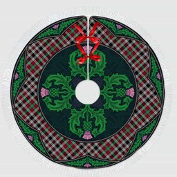 ScotsTee Shop Scottish Borthwick Ancient Clan Scottish Thistle Flower Round Leaf Tartan Christmas Tree Skirt