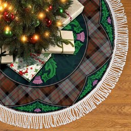 ScotsTee Shop Scottish Cameron of Erracht Weathered Clan Scottish Thistle Flower Round Leaf Tartan Christmas Tree Skirt