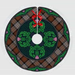 ScotsTee Shop Scottish Cameron of Erracht Weathered Clan Scottish Thistle Flower Round Leaf Tartan Christmas Tree Skirt