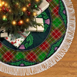 ScotsTee Shop Scottish Baxter Modern Clan Scottish Thistle Flower Round Leaf Tartan Christmas Tree Skirt