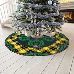 ScotsTee Shop Scottish Barclay Dress Modern Clan Scottish Thistle Flower Round Leaf Tartan Christmas Tree Skirt
