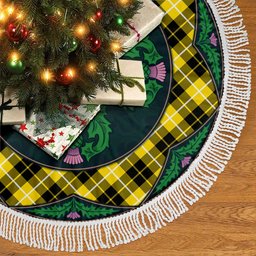ScotsTee Shop Scottish Barclay Dress Modern Clan Scottish Thistle Flower Round Leaf Tartan Christmas Tree Skirt