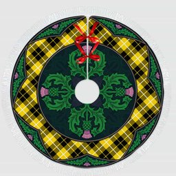 ScotsTee Shop Scottish Barclay Dress Modern Clan Scottish Thistle Flower Round Leaf Tartan Christmas Tree Skirt