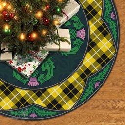 ScotsTee Shop Scottish Barclay Dress Modern Clan Scottish Thistle Flower Round Leaf Tartan Christmas Tree Skirt
