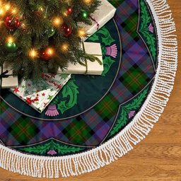 ScotsTee Shop Scottish Blair Modern Clan Scottish Thistle Flower Round Leaf Tartan Christmas Tree Skirt