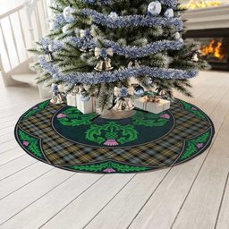 ScotsTee Shop Scottish Campbell Argyll Weathered Clan Scottish Thistle Flower Round Leaf Tartan Christmas Tree Skirt