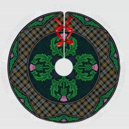 ScotsTee Shop Scottish Campbell Argyll Weathered Clan Scottish Thistle Flower Round Leaf Tartan Christmas Tree Skirt