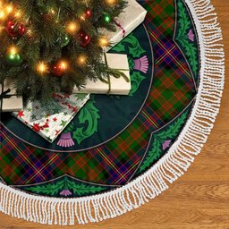 ScotsTee Shop Scottish Cochrane Modern Clan Scottish Thistle Flower Round Leaf Tartan Christmas Tree Skirt