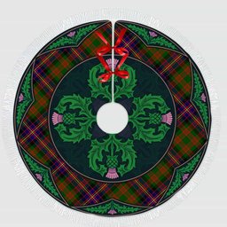 ScotsTee Shop Scottish Cochrane Modern Clan Scottish Thistle Flower Round Leaf Tartan Christmas Tree Skirt