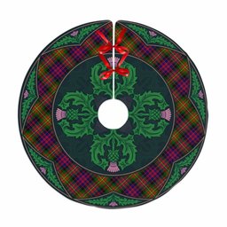 ScotsTee Shop Scottish Carnegie Modern Clan Scottish Thistle Flower Round Leaf Tartan Christmas Tree Skirt