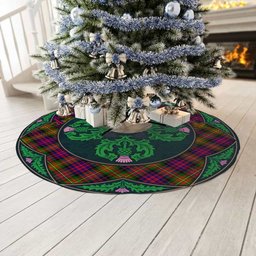ScotsTee Shop Scottish Carnegie Modern Clan Scottish Thistle Flower Round Leaf Tartan Christmas Tree Skirt