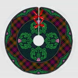 ScotsTee Shop Scottish Carnegie Modern Clan Scottish Thistle Flower Round Leaf Tartan Christmas Tree Skirt