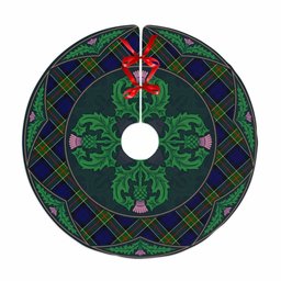 ScotsTee Shop Scottish Colquhoun Modern Clan Scottish Thistle Flower Round Leaf Tartan Christmas Tree Skirt