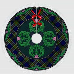 ScotsTee Shop Scottish Colquhoun Modern Clan Scottish Thistle Flower Round Leaf Tartan Christmas Tree Skirt