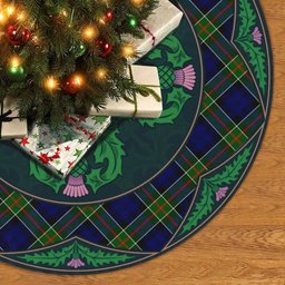 ScotsTee Shop Scottish Colquhoun Modern Clan Scottish Thistle Flower Round Leaf Tartan Christmas Tree Skirt