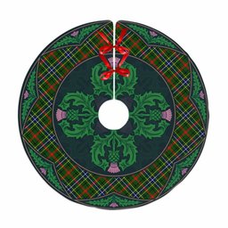 ScotsTee Shop Scottish Bisset Clan Scottish Thistle Flower Round Leaf Tartan Christmas Tree Skirt