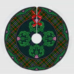 ScotsTee Shop Scottish Bisset Clan Scottish Thistle Flower Round Leaf Tartan Christmas Tree Skirt