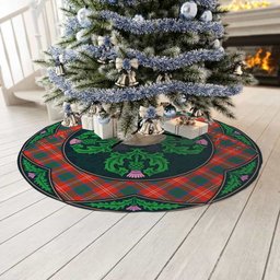 ScotsTee Shop Scottish Chisholm Ancient Clan Scottish Thistle Flower Round Leaf Tartan Christmas Tree Skirt