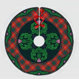 ScotsTee Shop Scottish Chisholm Ancient Clan Scottish Thistle Flower Round Leaf Tartan Christmas Tree Skirt