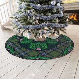 ScotsTee Shop Scottish Cochrane Ancient Clan Scottish Thistle Flower Round Leaf Tartan Christmas Tree Skirt