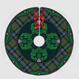 ScotsTee Shop Scottish Cochrane Ancient Clan Scottish Thistle Flower Round Leaf Tartan Christmas Tree Skirt