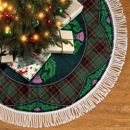 ScotsTee Shop Scottish Buchan Ancient Clan Scottish Thistle Flower Round Leaf Tartan Christmas Tree Skirt