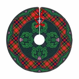ScotsTee Shop Scottish Christie Clan Scottish Thistle Flower Round Leaf Tartan Christmas Tree Skirt